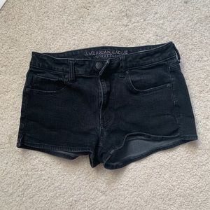 American Eagle Black Denim Super Stretch Shorts